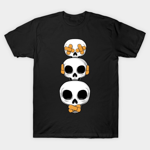 Cute Skull No Evil II T-Shirt by fakeface